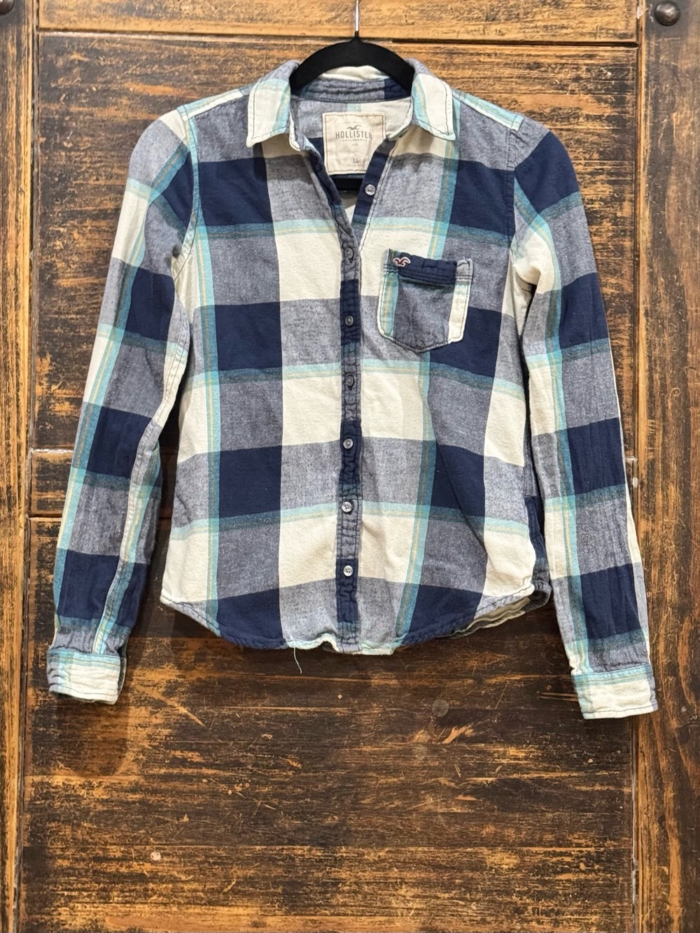 Hollister Y2K 2010s Cowgirl  Cotton Plaid Flannel Button Down Shirt XS